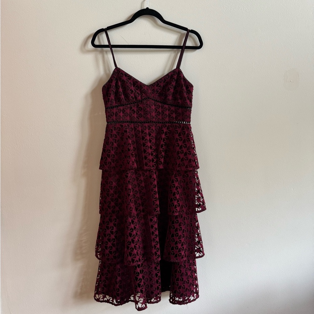 Club Monaco Burgundy Ruffled Tiered Sundress